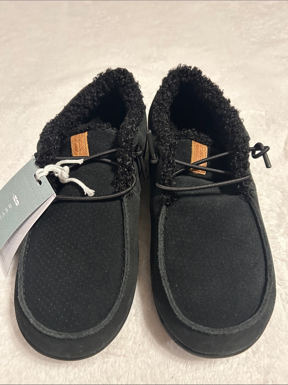 REVITALIGN Black Sherpa-Lined Casual Slip-Ons men Size 8D